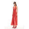 Polka dotted Alluring Elegant Sheer Halter V neckline Retro chic Woman's Long Dress