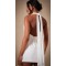 Halter neckline Open back Sleeveless Luxurious Textured Timeless Woman's Mini Dress