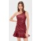 One shoulder Open back Leather Ruffled hem Feminine Minimalist Woman's Mini Dress