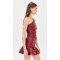 One shoulder Open back Leather Ruffled hem Feminine Minimalist Woman's Mini Dress