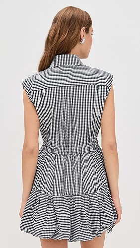 Checkered Sleeveless Casual Elegance 2025 New fashion Bow tie Woman's Classical Shirt Dress