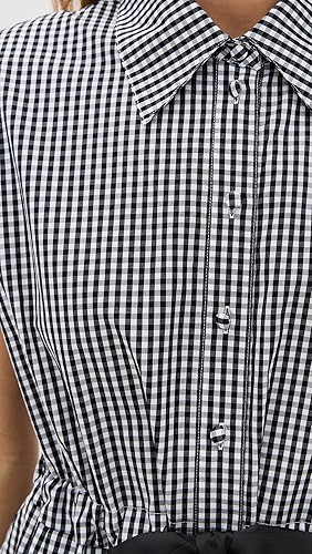 Checkered Sleeveless Casual Elegance 2025 New fashion Bow tie Woman's Classical Shirt Dress