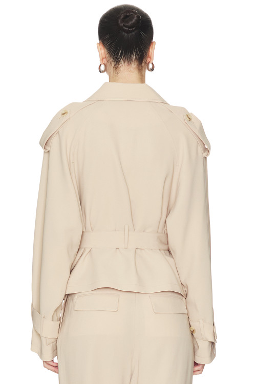 Double breasted V neckline Hot sale Business style Belt trims Woman's Trench coat