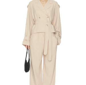 Double breasted V neckline Hot sale Business style Belt trims Woman's Trench coat