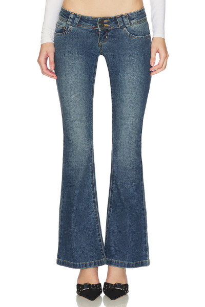 Slim Smooth Stretchy Edgy Bohemian Minimalist Flared Vibrant Woman's Denim Pants