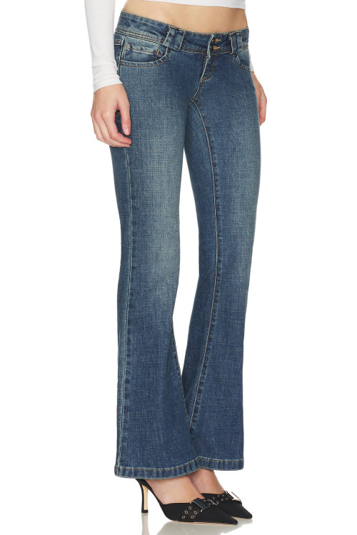 Slim Smooth Stretchy Edgy Bohemian Minimalist Flared Vibrant Woman's Denim Pants