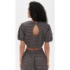 Cropped Puff sleeved Striped Keyhole backed Coordinated Relaxed fit Woman's Blouses
