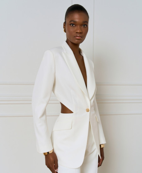 Deep V neckline Back cut out High quality Formal Woman's Notched lapel collar Blazer