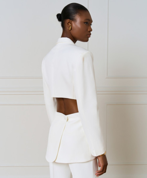 Deep V neckline Back cut out High quality Formal Woman's Notched lapel collar Blazer