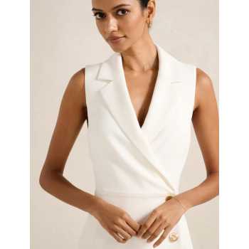 Feminine Sexy Deep V neckline Sleeveless Elegance Woman's Fashionable Shirt Dress
