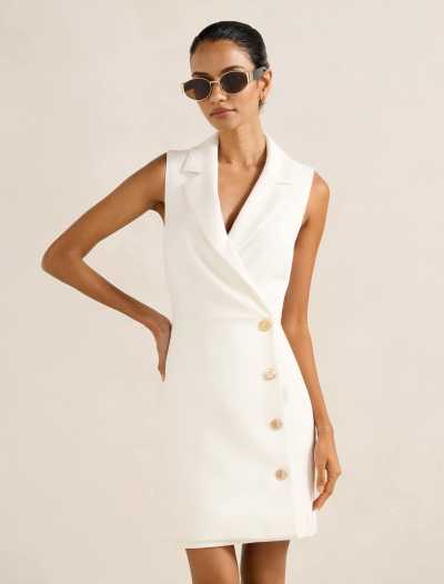 Feminine Sexy Deep V neckline Sleeveless Elegance Woman's Fashionable Shirt Dress