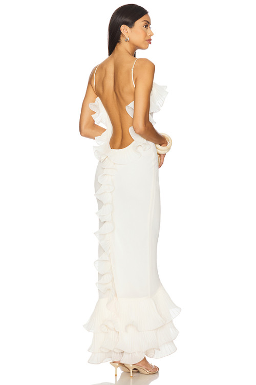 Open back Sleeveless Alluring Romantic High quality Feminine Charming Woman's Long Dress