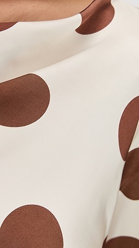 Polka dot Boat neck Smooth Unique Playful Flowy High quality Woman's Mini Shirt Dress