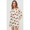Polka dot Boat neck Smooth Unique Playful Flowy High quality Woman's Mini Shirt Dress