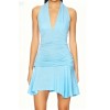 Halter Deep V neckline Open back Sleeveless Party Bodycon Slim Woman's Mini Dress