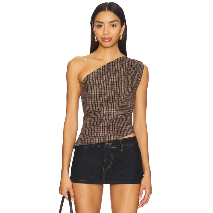 Playful Fashion forward Timeless Elegance Sleeveless Woman's One shoulder Blouses