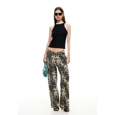 Leopard pattern Low rise Customized Minimalist High fashion Fluid Woman's Vintage Pants