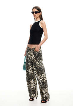 Leopard pattern Low rise Customized Minimalist High fashion Fluid Woman's Vintage Pants