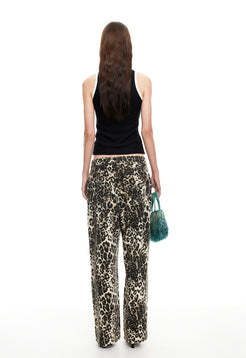 Leopard pattern Low rise Customized Minimalist High fashion Fluid Woman's Vintage Pants