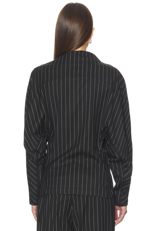Pinstripe High neckline High end Fashion forward Modern Business style Woman's Blouses