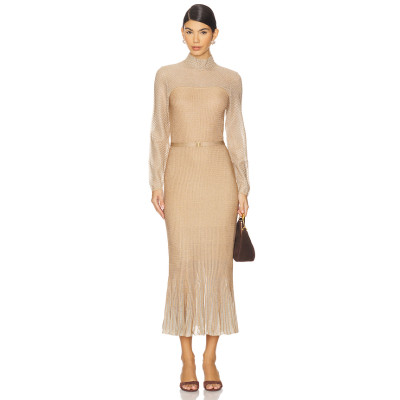 Long sleeve Customized High neckline Sleek Elegance Stylish Charming Woman's Long Dress