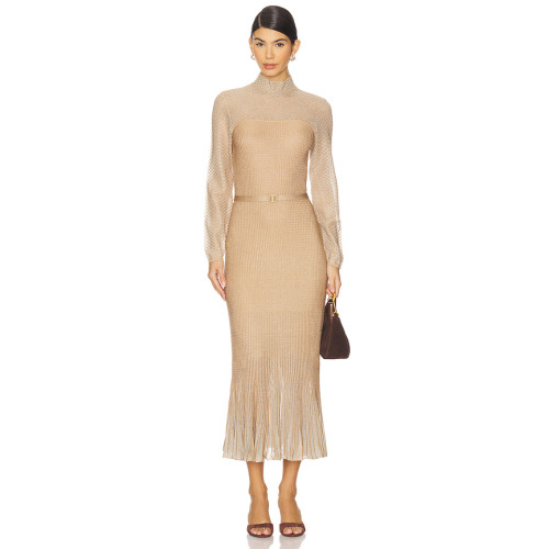 Long sleeve Customized High neckline Sleek Elegance Stylish Charming Woman's Long Dress