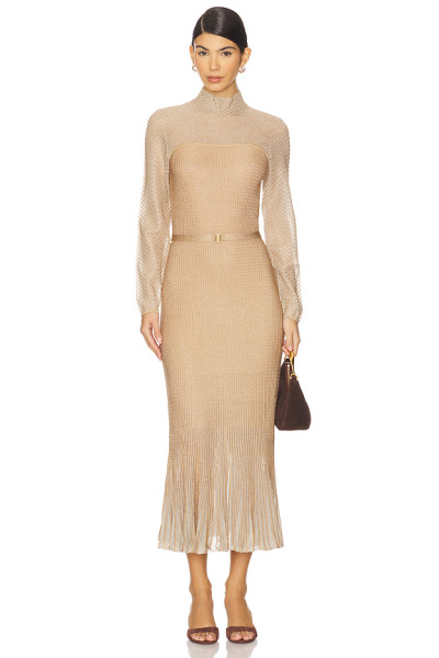 Long sleeve Customized High neckline Sleek Elegance Stylish Charming Woman's Long Dress