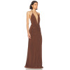 Halter Deep V neckline Open back Woman's Maxi Dress