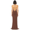 Halter Deep V neckline Open back Woman's Maxi Dress