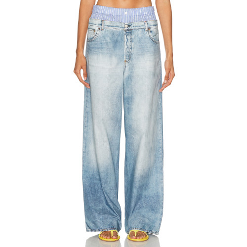 Elastic waistband Elegance Casual Unique Relaxed Fashion forward Woman's Denim Pants