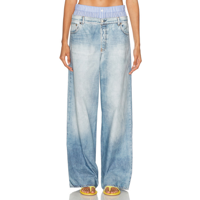 Elastic waistband Elegance Casual Unique Relaxed Fashion forward Woman's Denim Pants