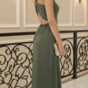 Luxurious Elegant Eye catching One shoulder Sleek Fashionable Woman's Midi Dress