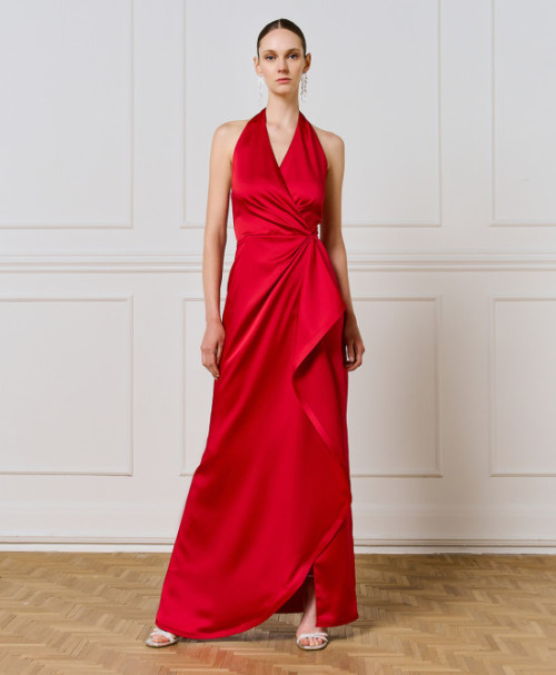 Feminine Sophisticated Lustrous Glamorous Floor length Flattering Woman's Midi Dress