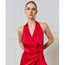 Feminine Sophisticated Lustrous Glamorous Floor length Flattering Woman's Midi Dress