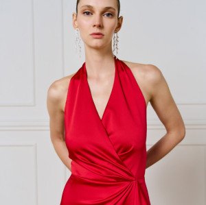 Feminine Sophisticated Lustrous Glamorous Floor length Flattering Woman's Midi Dress