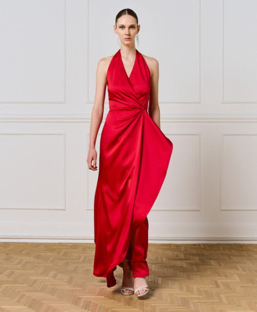 Feminine Sophisticated Lustrous Glamorous Floor length Flattering Woman's Midi Dress