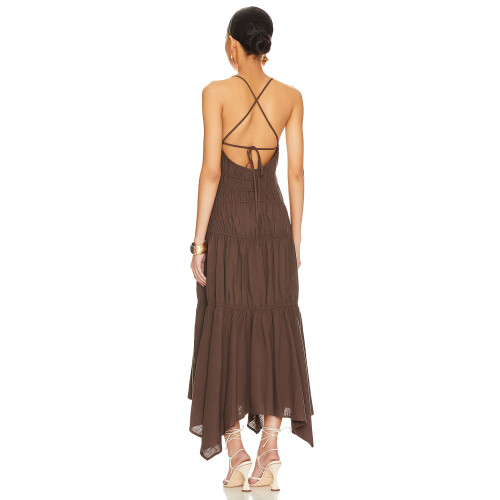 Customized Spaghetti strap High quality Elegance Sexy Charming Woman's Midi Dress