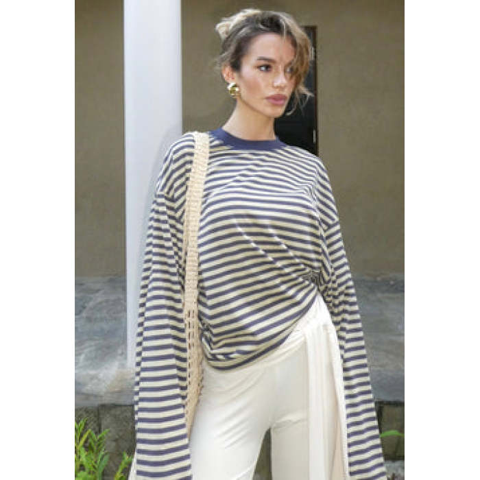 Pinstripe Long sleeve Comfortable Casual Elegance Delicate Woman's Fashionable Blouses