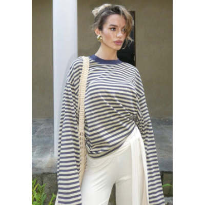 Pinstripe Long sleeve Comfortable Casual Elegance Delicate Woman's Fashionable Blouses