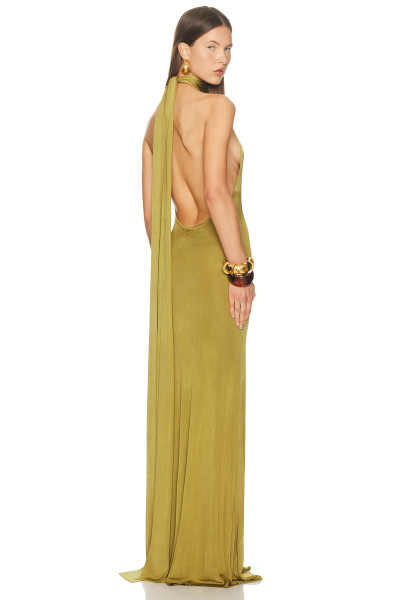 Timeless Feminine Stylish Halter neckline Open back Sexy Sleeveless Woman's Maxi Dress