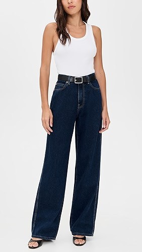 Dark Indigo High waisted Wide leg Delicacy Fit Relaxed Timeless finish Woman's Denim Pants