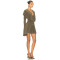 Deep V neckline Long sleeves Form fitting Draping Eye catching Romantic Woman's Mini Dress