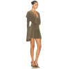 Deep V neckline Long sleeves Form fitting Draping Eye catching Romantic Woman's Mini Dress
