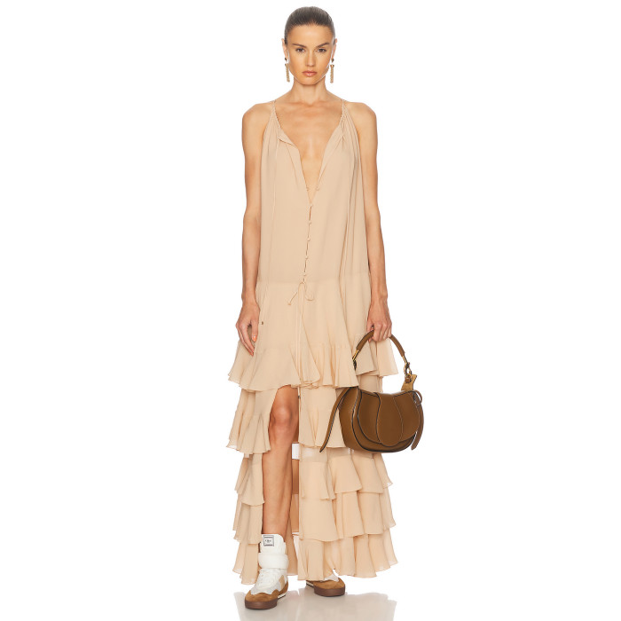 Lightweight Flowy Romantic Cascading Relaxed Effortlessly Casual Woman's Maxi Dress