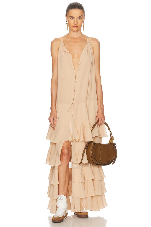 Lightweight Flowy Romantic Cascading Relaxed Effortlessly Casual Woman's Maxi Dress