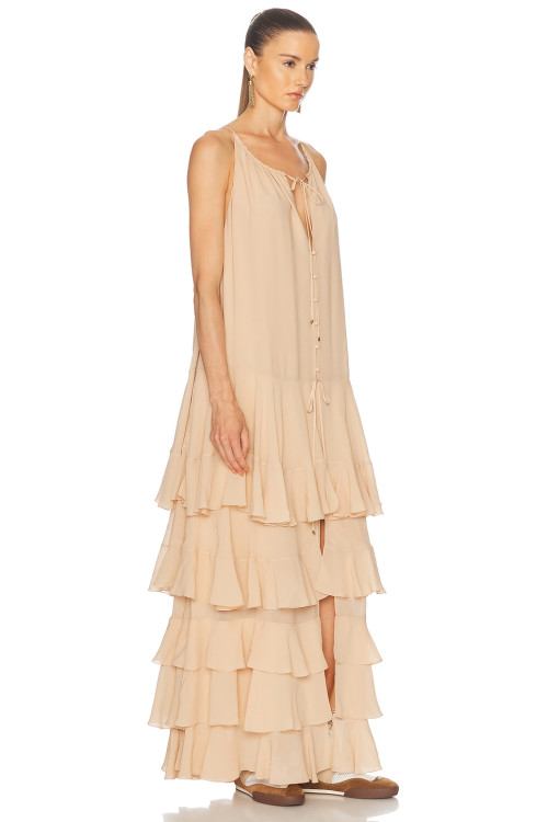 Lightweight Flowy Romantic Cascading Relaxed Effortlessly Casual Woman's Maxi Dress