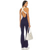 Form fitting Versatile Open back Crisscross strapped Sleek Stretchy Woman's Jumpsuit