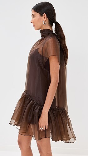 Modernly Feminine Romantically ruffled Airy Sheer High quality Woman's Mini Dress