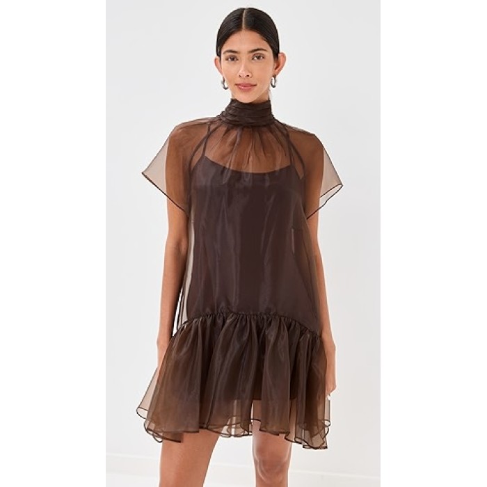 Modernly Feminine Romantically ruffled Airy Sheer High quality Woman's Mini Dress