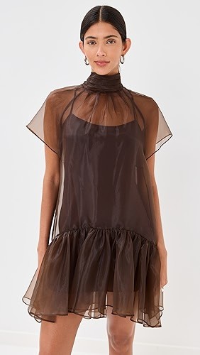 Modernly Feminine Romantically ruffled Airy Sheer High quality Woman's Mini Dress